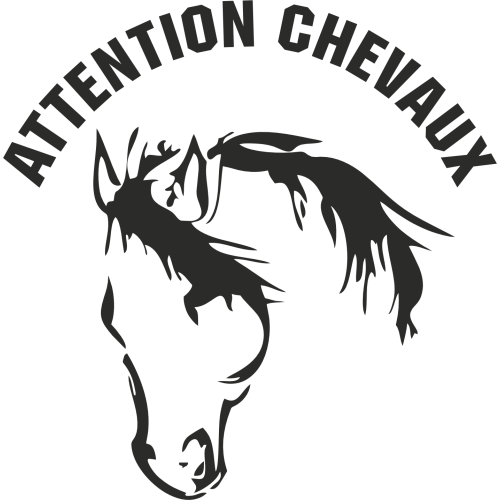 Sticker Attention Chevaux droit