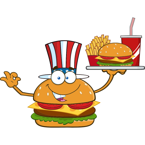 Autocollant Fast Food Hamburger Mascotte