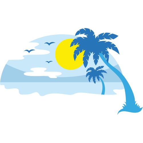 Autocollant Vacances Plage Bleu droit