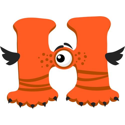 Autocollant Alphabet Enfant Monstre H