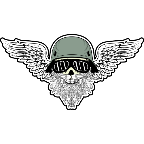 Autocollant Tête De Mort Moto Ailes