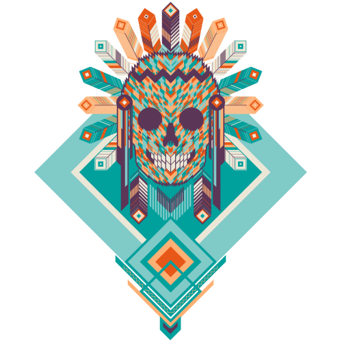 Autocollant Indien Skull