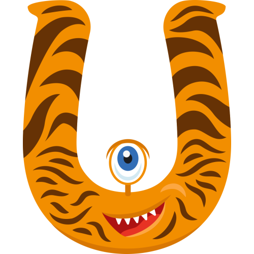 Autocollant Alphabet Monstre Enfant Lettre U