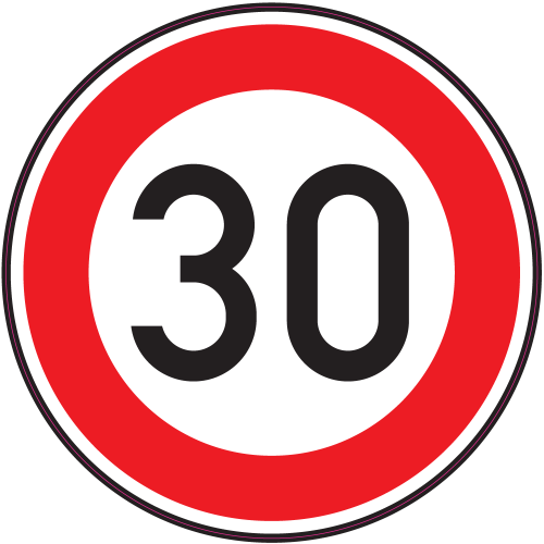 Autocollant Panneau Interdiction Limite Vitesse 30km/h