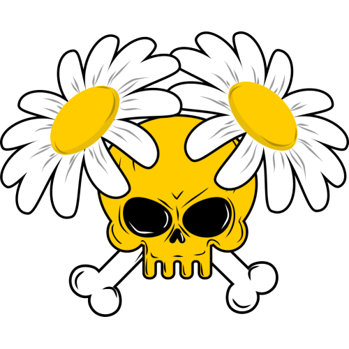 Autocollant Tête De Mort Marguerite Jaune