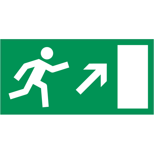 Autocollant Panneau Indication Sortie De Secours Haut Droite