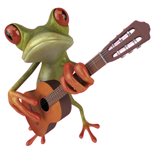 Autocollant Grenouille Guitariste