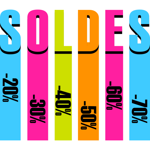 Autocollant Soldes Couleurs Bandes