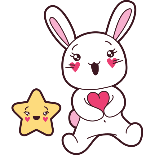 Autocollant Lapin Kawai Manga étoile