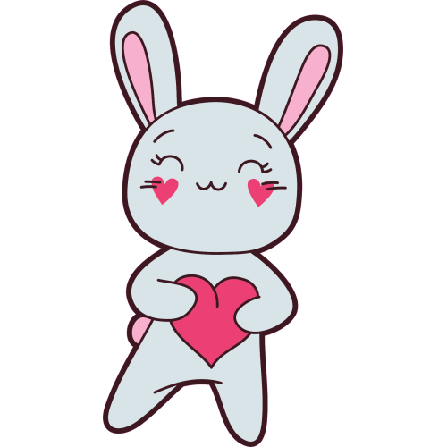 Autocollant Lapin Kawai Manga Coeur