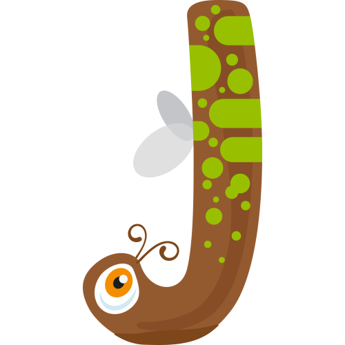 Autocollant Alphabet Monstre Enfant Lettre J