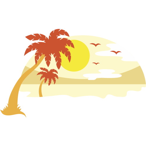 Autocollant Vacances Plage Orange