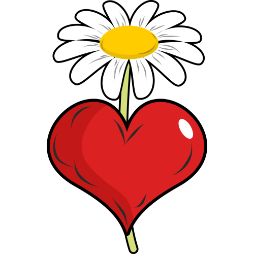 Autocollant Fleur Marguerite Coeur