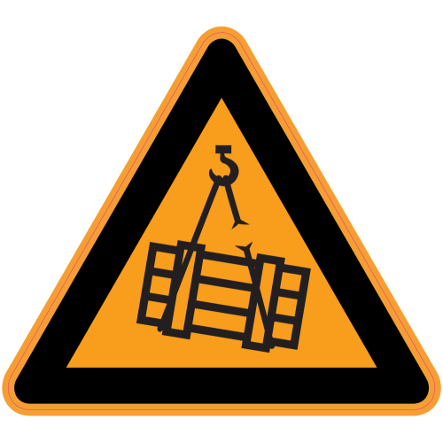 Autocollant Panneau Danger Charges Suspendues