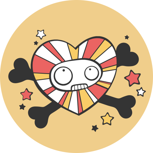 Autocollant Bd 5 Coeur Tête De Mort