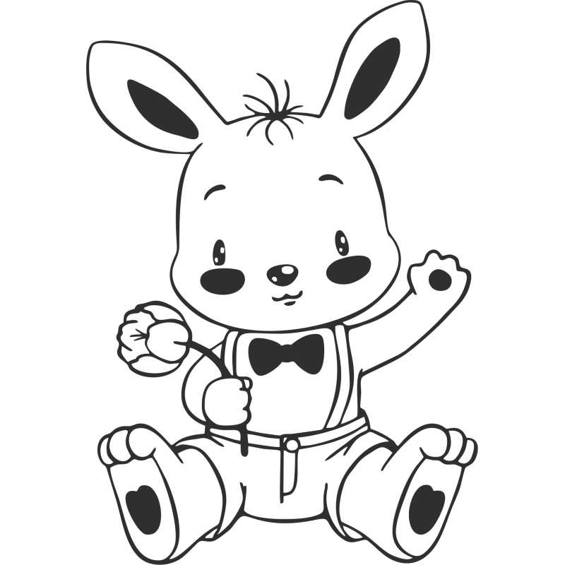 Sticker Lapin Et Sa Fleur