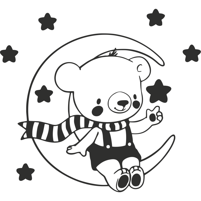 Sticker Ourson Sur La Lune