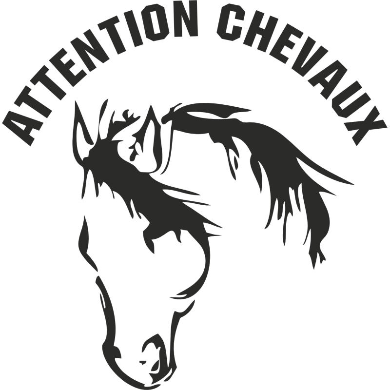 Sticker Attention Chevaux droit