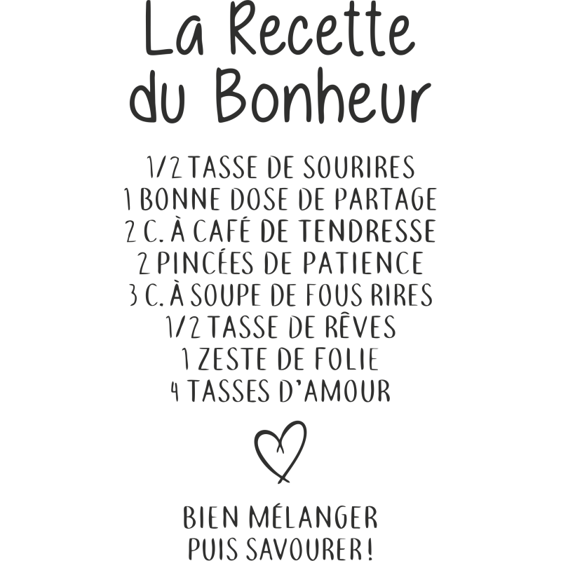 Sticker La Recette Du Bonheur