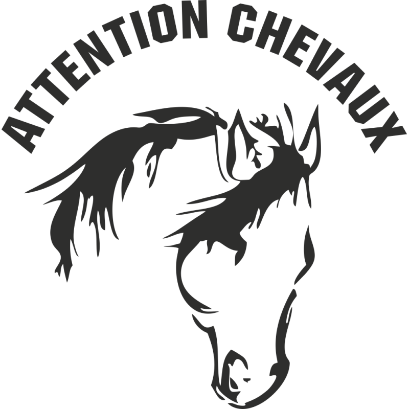 Sticker Attention Chevaux